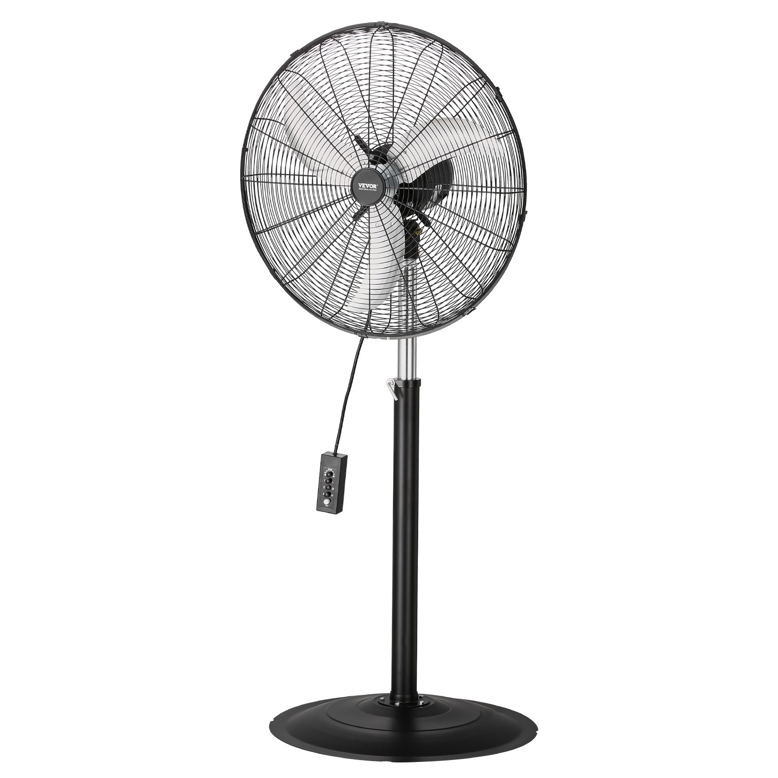 VEVOR Ventilatore da Pavimento, Ventilatore Oscillante da 24 pollici Girevole a 85 Gradi, Altezza Regolabile con 3 Velocità Regolabili, Alta Potenza per Camera da Letto, Soggiorno, Casa, Ufficio
