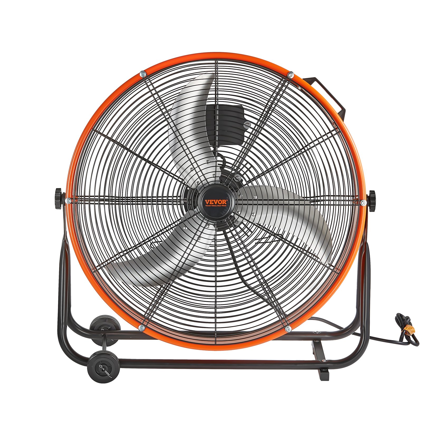 VEVOR Drum Fan, Floor Fan, Industrial Fan, 3 Speeds, 8600 CFM, 360° Adjustable Tilt, 0-2 Hour Timer, Pedestal Fan, Wind Machine for Warehouse, Workshop, Factory, Basement
