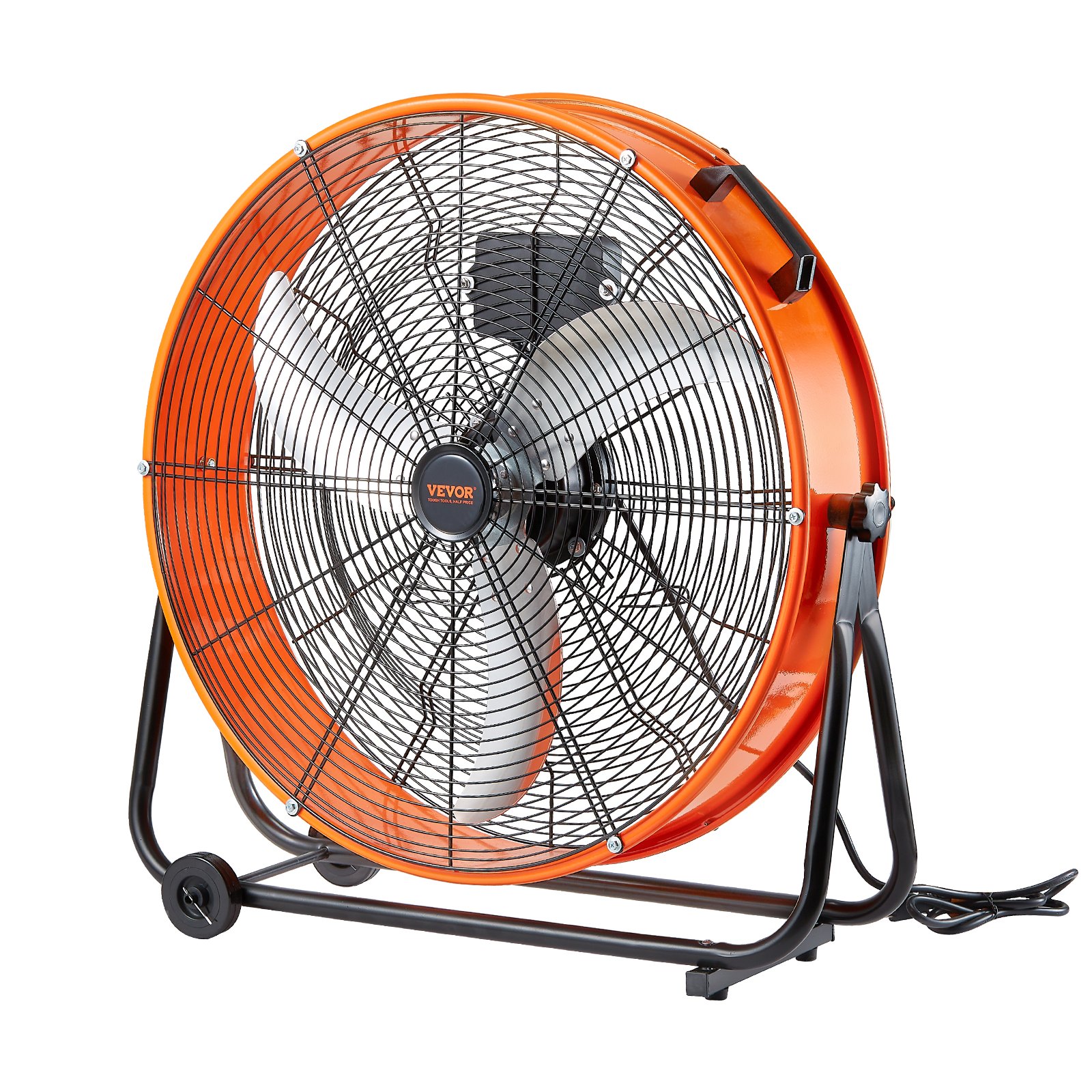 VEVOR Ventilatore a Tamburo, Ventilatore per Officina Industriale ad Alta Velocità 609 mm, 3 Velocità 8700 CFM, Inclinazione Regolabile a 360°, Timer 0-2H, Ventilatore per Magazzino Officina Fabbrica