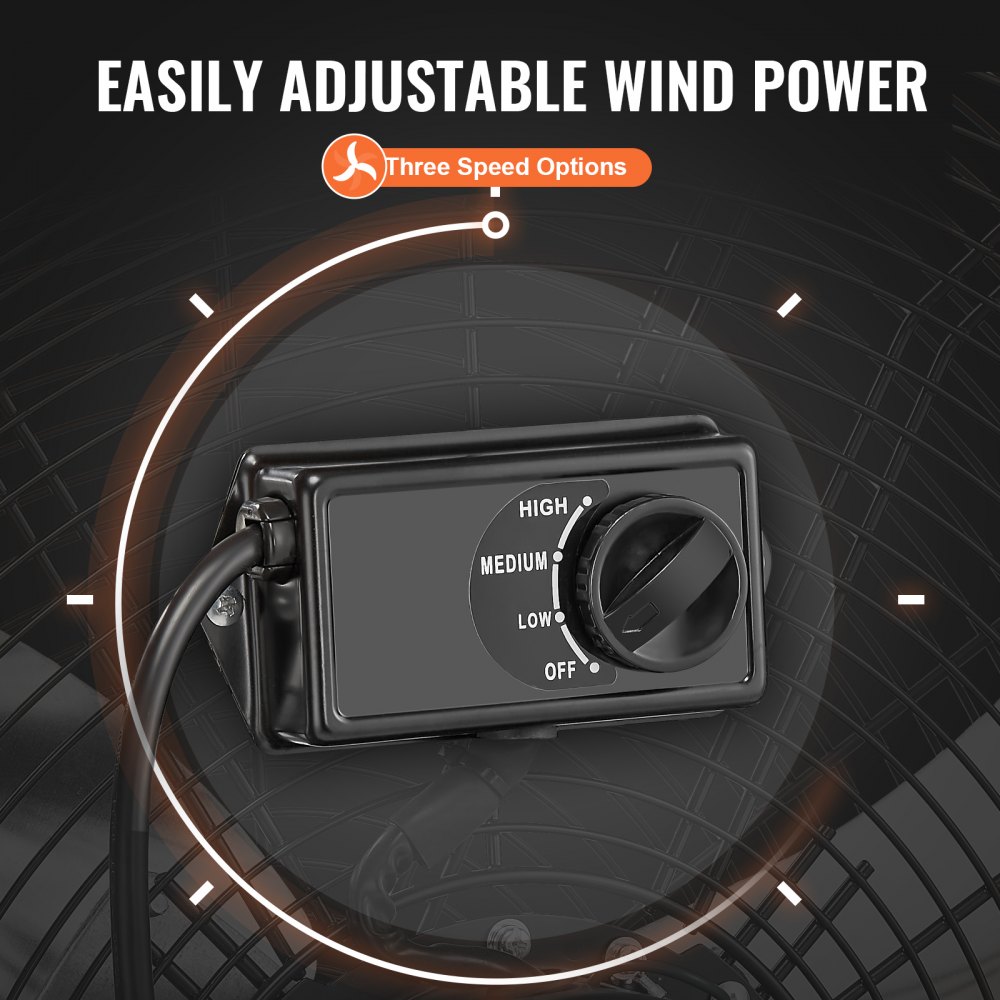 VEVOR Ventilatore a Tamburo, Ventilatore per Officina Industriale ad Alta Velocità 609 mm, 3 Velocità 8700 CFM con Inclinazione Regolabile 360°, Ventilatore Industriale per Magazzino Officina Fabbrica