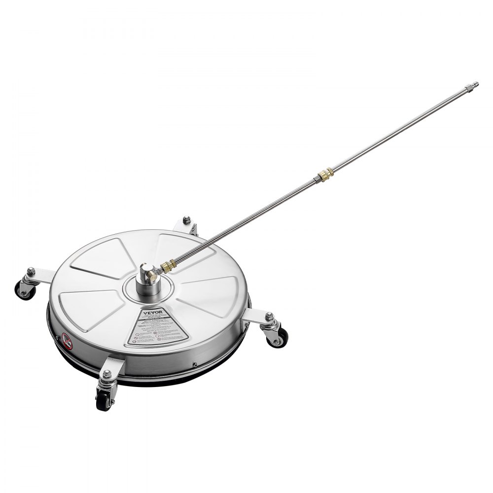 VEVOR Idropulitrice per Superfici in Acciaio Inossidabile con 4 Ruote, 275,8 bar Max, Connettore Rapido da 1/4, 2 Ugelli a Spruzzo, 2 Lance Estese, per Cemento, Patio, Marciapiede 465 mm