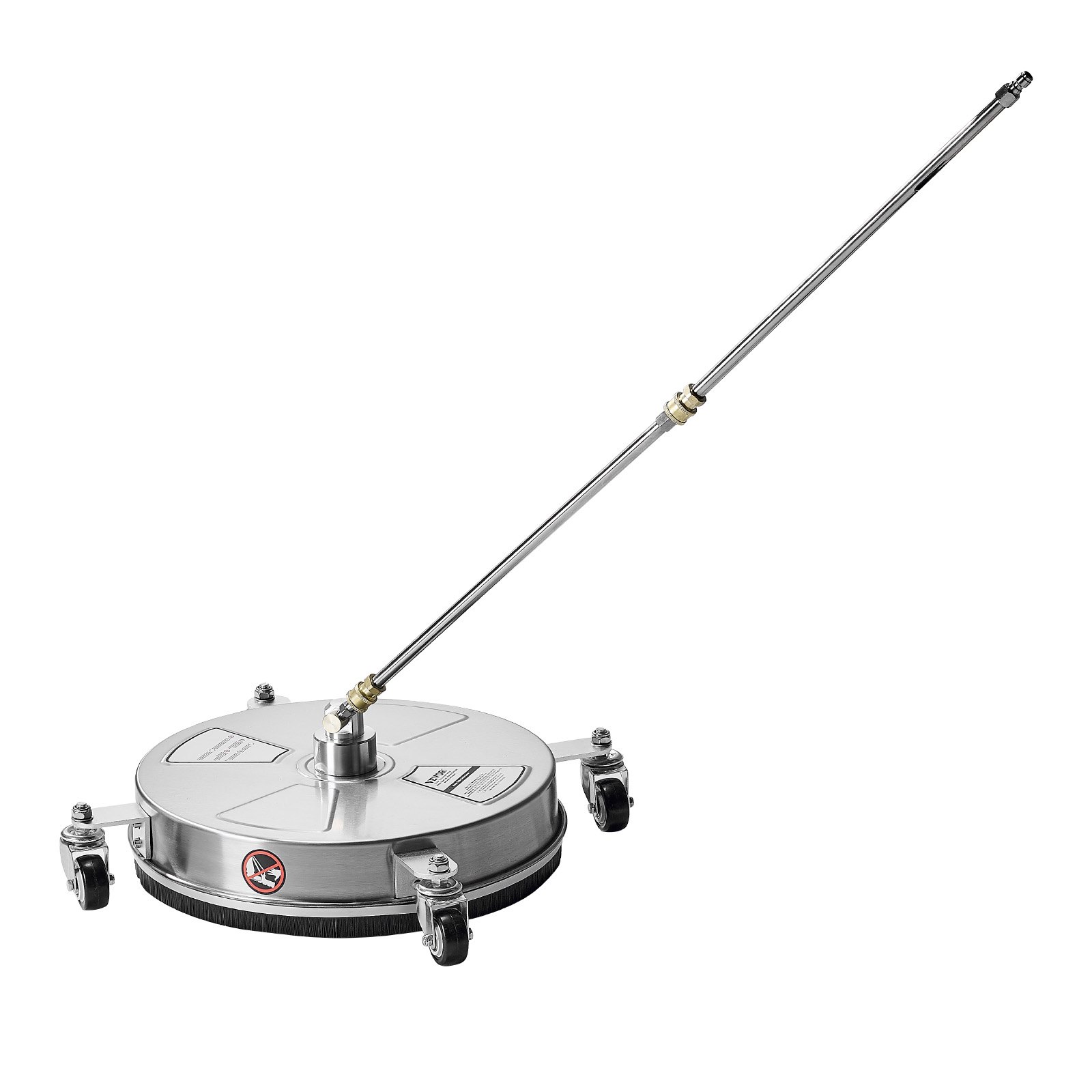 VEVOR Idropulitrice per Superfici in Acciaio Inossidabile con 4 Ruote, 275,8 bar Max, Connettore Rapido da 1/4, 2 Ugelli a Spruzzo, 2 Lance Estese, per Cemento, Patio, Marciapiede 381 mm