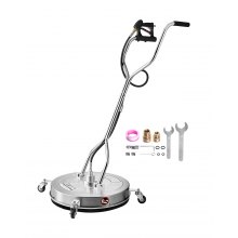 VEVOR Idropulitrice per Superfici in Acciaio Inossidabile con 4 Ruote, 275,8 bar Max, Connettore Rapido da 3/8, 2 Ugelli di Spruzzo, Doppia Impugnatura, per Cemento, Patio, Marciapiede 612 mm