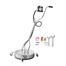 VEVOR Idropulitrice per Superfici in Acciaio Inossidabile con 4 Ruote, 275,8 bar Max, Connettore Rapido da 3/8, 2 Ugelli di Spruzzo, Doppia Impugnatura, per Cemento, Patio, Marciapiede 535 mm