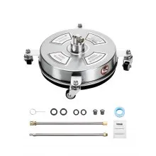 VEVOR Idropulitrice per Superfici in Acciaio Inossidabile con 4 Ruote, 275,8 Bar Max, Connettore Rapido da 1/4, 2 Ugelli a Spruzzo, 2 Lance Estese, per Cemento, Patio, Marciapiede 355,6 mm