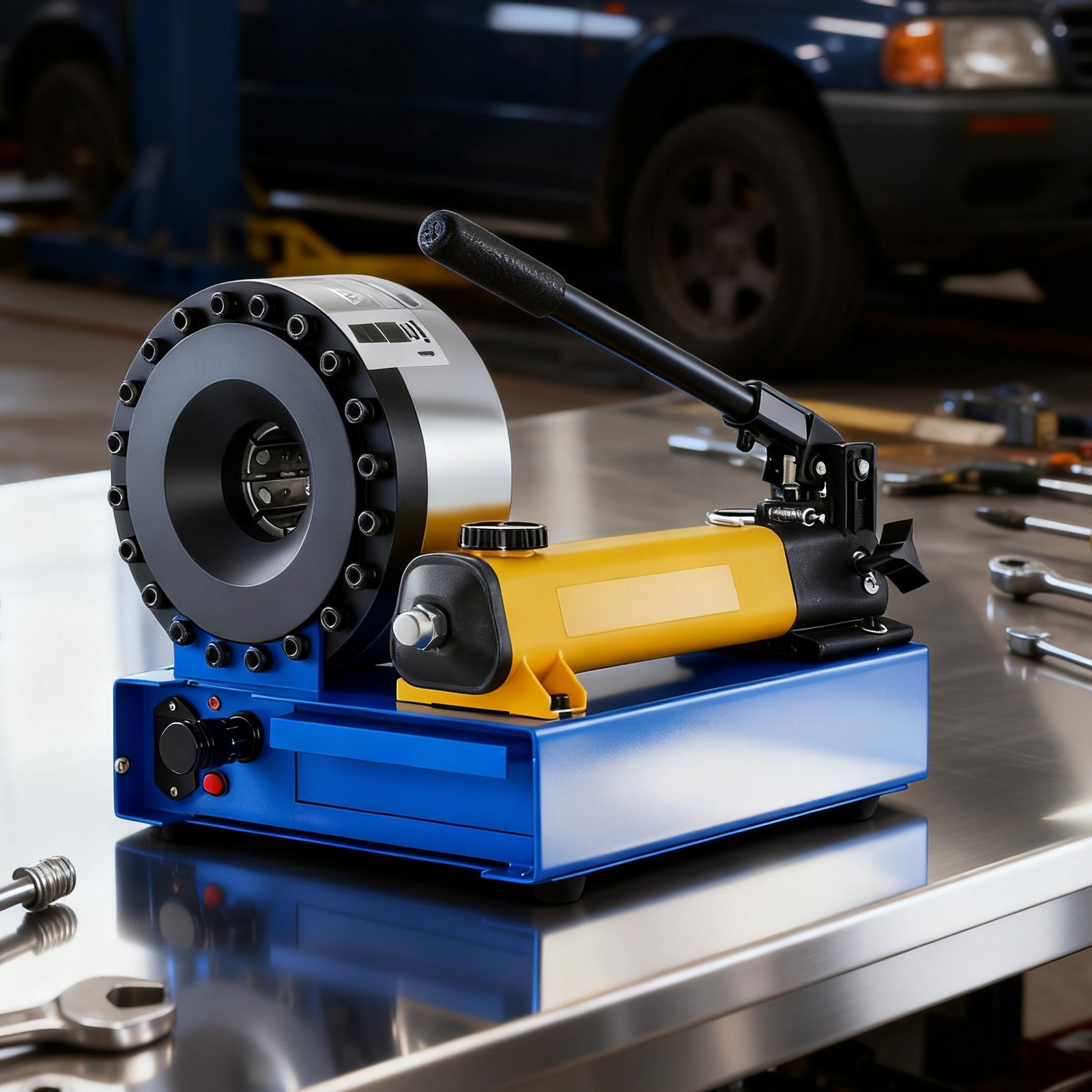 VEVOR Strumento per Crimpaggio di Tubi Idraulici ad Alta Pressione, Utensile Manuale per Crimpatrice Idraulica Portatile con 8 Matrici, Adatto per Tubi del Gas, Acqua, Aria Condizionata per Auto