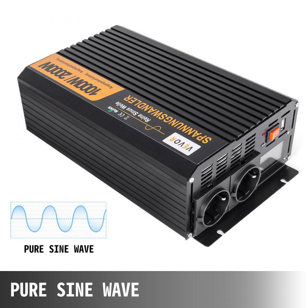 1000w/2000w Power Inverter Dc 12v A Ac 230v Onda Sinusoidale Pura Convertitore