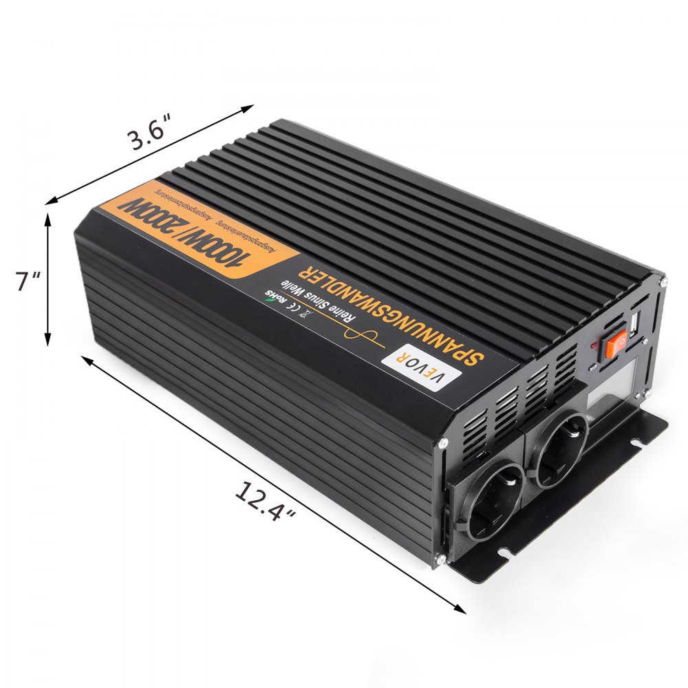1000w/2000w Power Inverter Dc 12v A Ac 230v Onda Sinusoidale Pura Convertitore