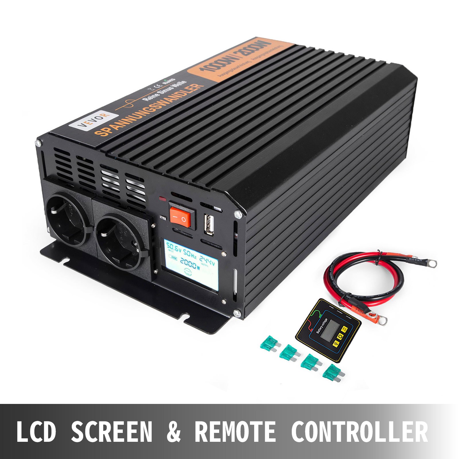 1000w/2000w Power Inverter Dc 12v A Ac 230v Onda Sinusoidale Pura Convertitore
