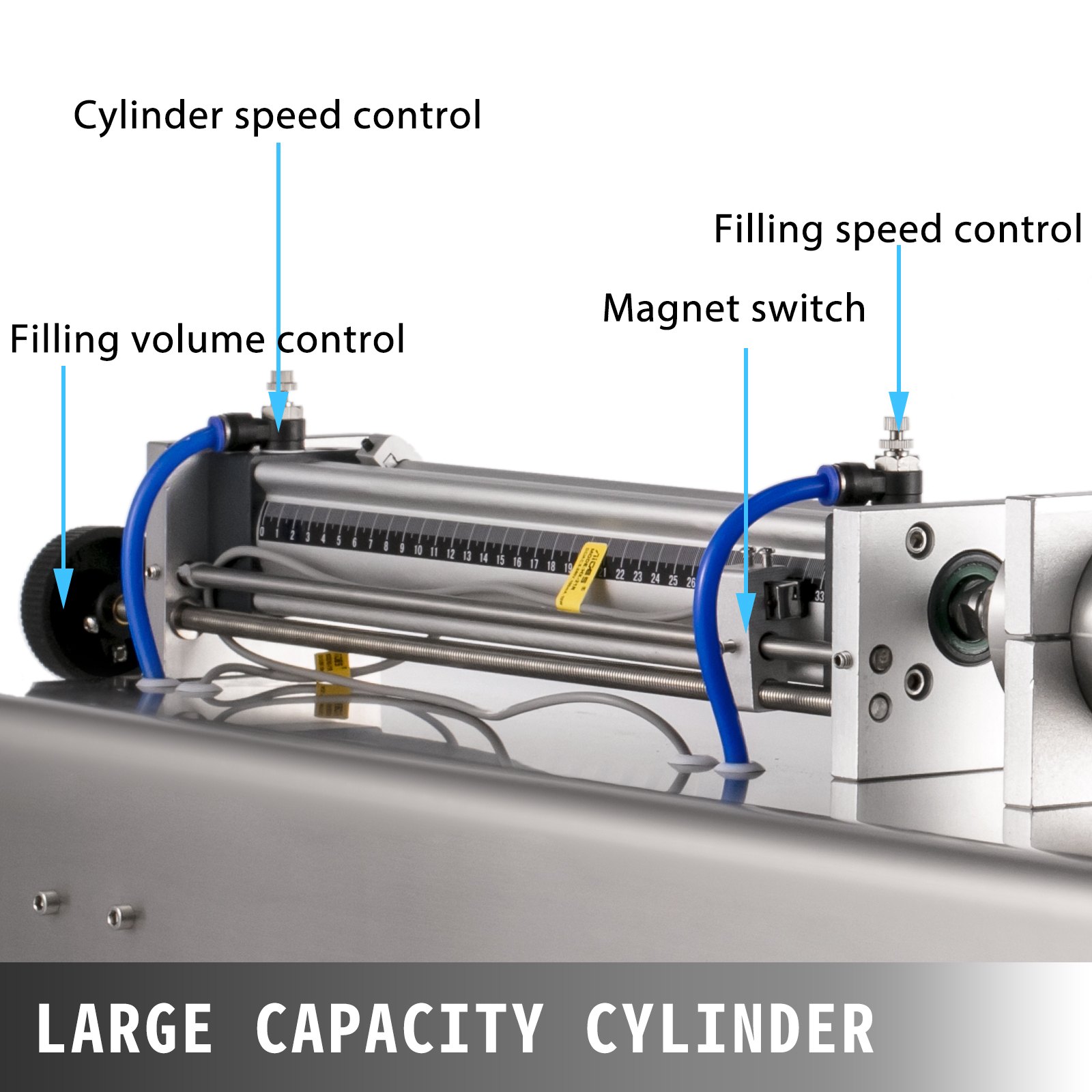VEVOR Riempitrice Elettrica Pneumatica per Liquido e Pasta da 1000ml in Argento, Macchina Riempitrice Verticale Testa Singola Capacità con Tramoggia 30L, Filling Macchina in Acciaio Inossidabile