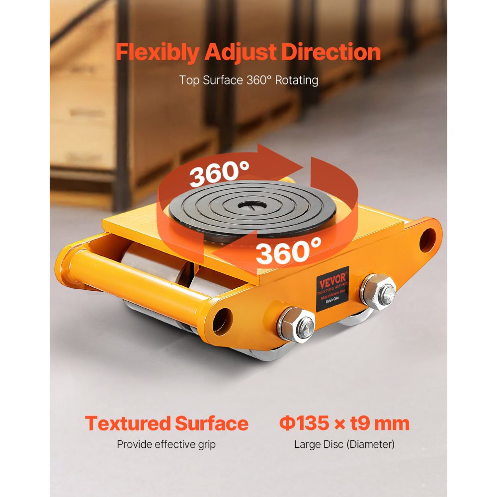 VEVOR 4x Tank Rollers 12T Transport Trolley 280x210x105mm Transport Rollers with 4 Directional Wheels Made of Carbon Steel Industrial Rollers Rollers Ф 135x9mm Swivel Plate Furniture Moving Aid Transport Roller