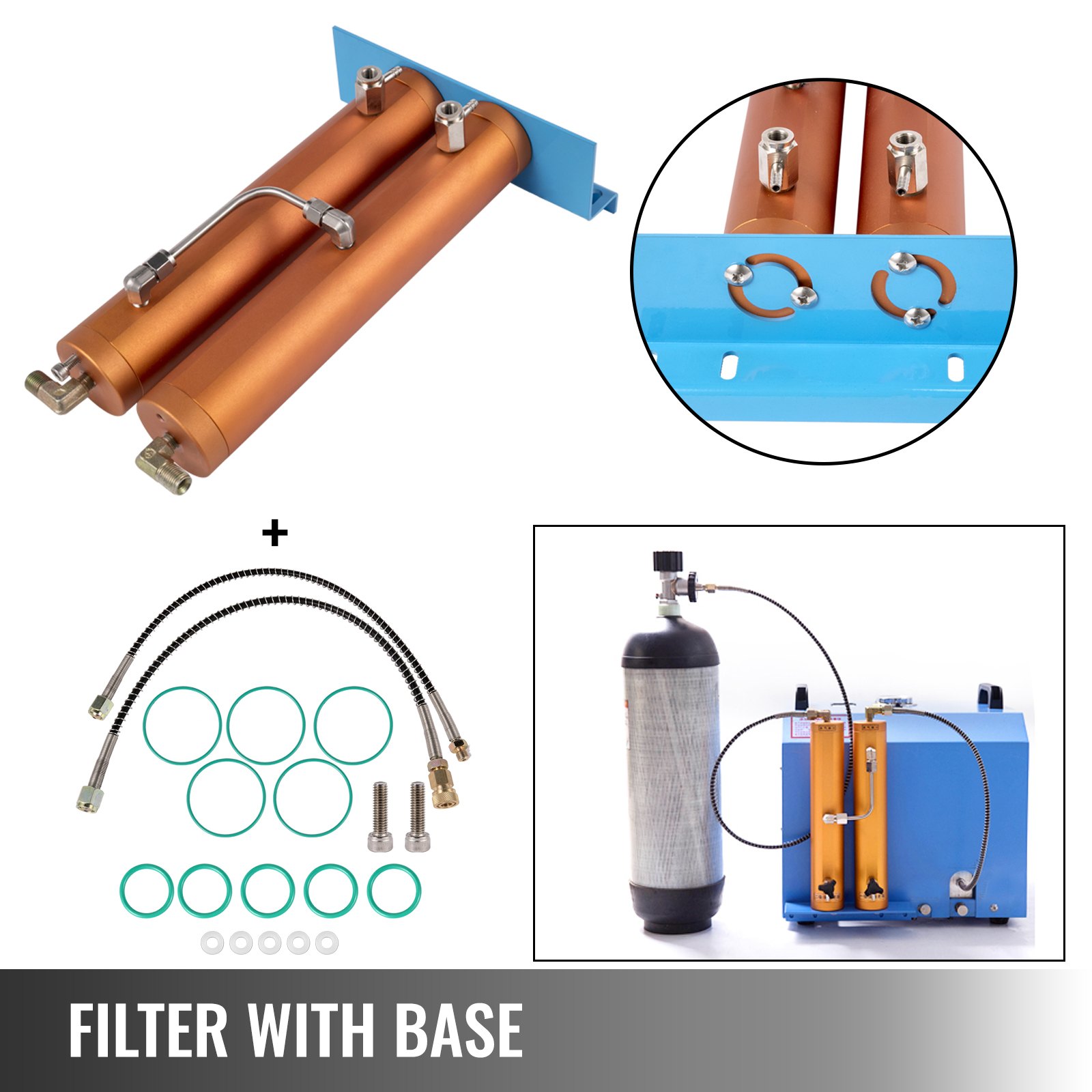 Vevor Oil Water Separator 30 Mpa Filtro Con Base E Connettore Compressore D'aria