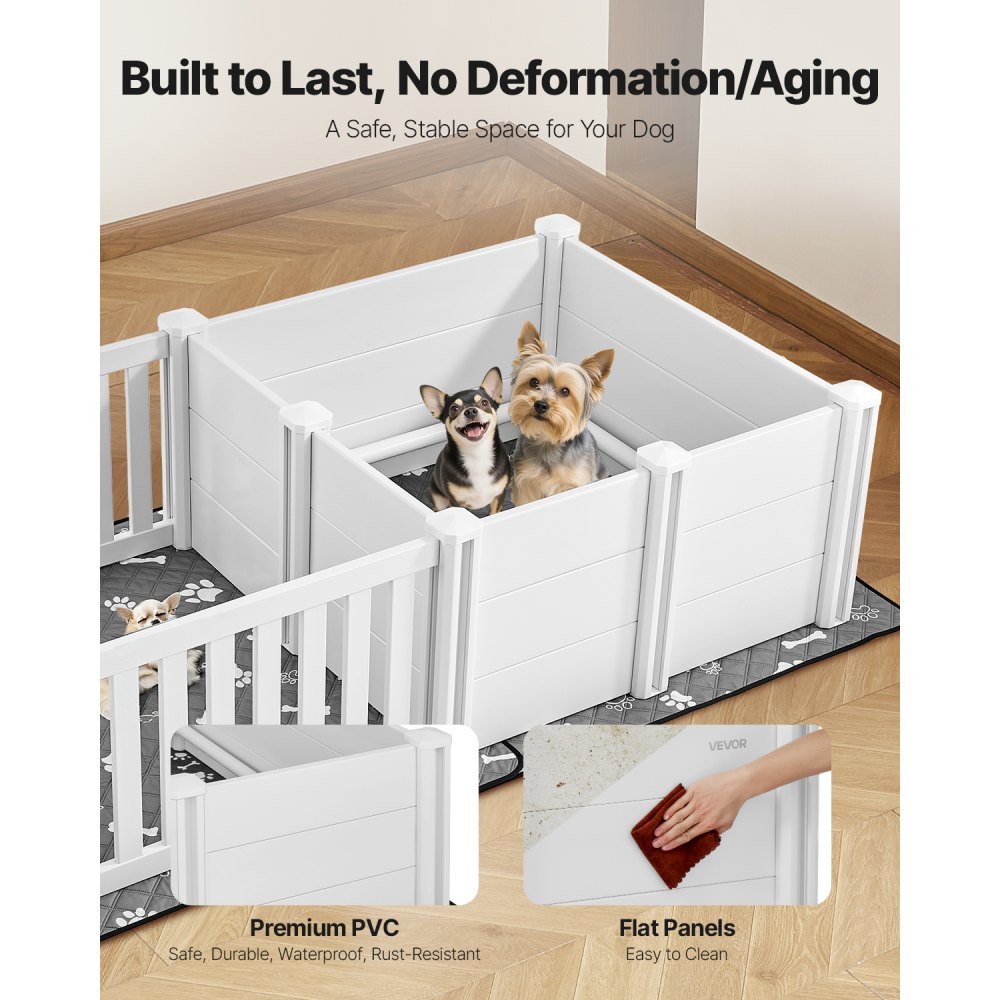 VEVOR Dog Whelping Box, 1.86x0.97x0.5 m, Plastic Dog Whelping Pen with Adjustable Height Door, Puppy Playpen with Waterproof Pee Pad, Easy to Clean, Durable Indoor Pet Birth Kit for Medium Sized Dogs