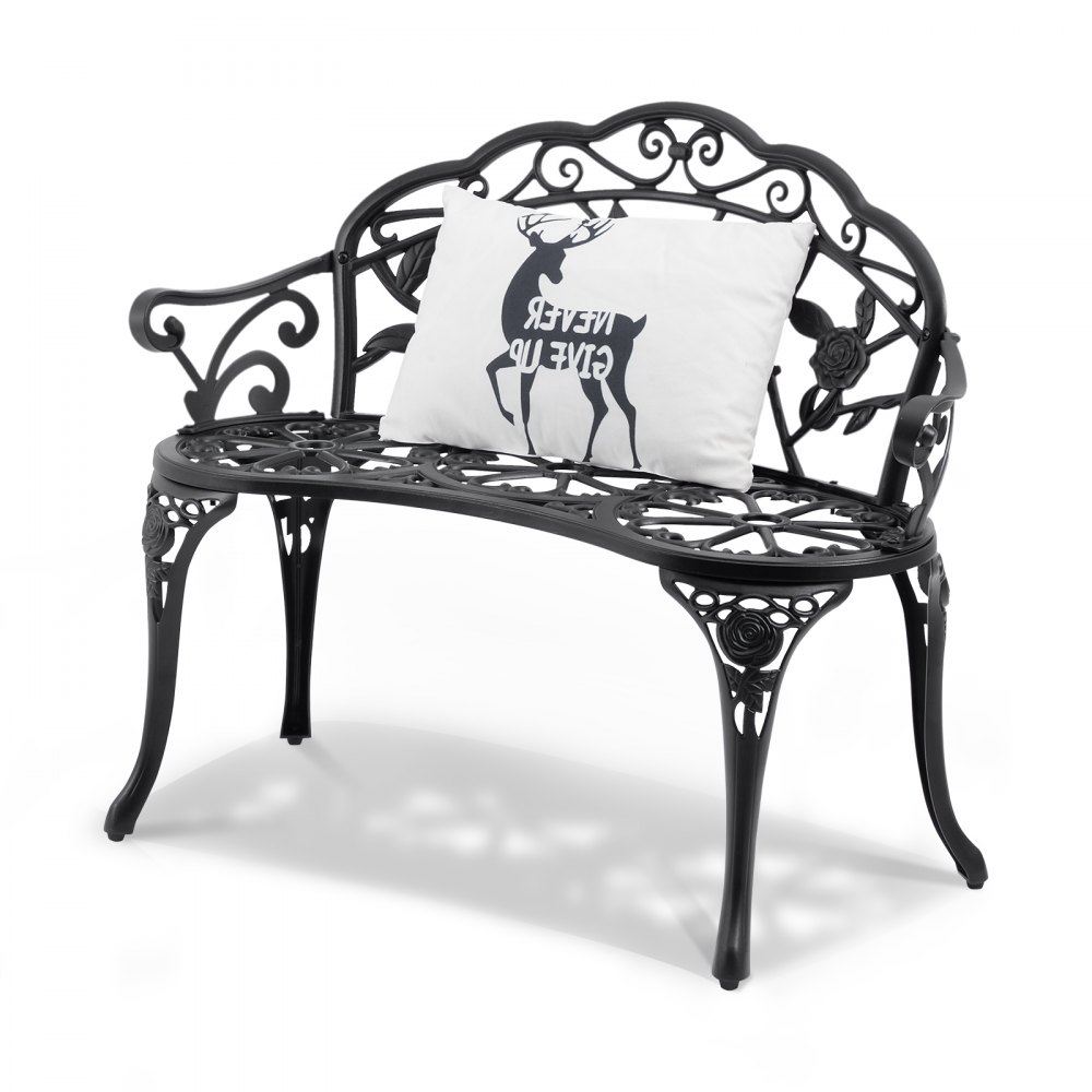 VEVOR Panchina da Esterno da 57 x 98,7 x 79 cm Panchina da Giardino in Metallo per Esterni, Capacità di Carico di 218 kg Panchina da Giardino con Schienale, Braccioli, per Parco, Cortile, Portico