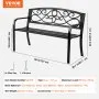 VEVOR Panchina da Esterno da 52,7 x 127 x 81,8 cm Panchina da Giardino in Metallo per Esterni, Capacità di Carico di 250 kg Panchina da Giardino con Schienale, Braccioli, per Parco, Cortile, Portico