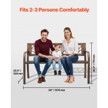 VEVOR Panca da Esterno, 127 cm, Struttura in Acciaio al Carbonio con Schienale in Plastica con Motivo Floreale e Braccioli con Bordo Arrotondato, Panca da Esterno alle Intemperie per Patio