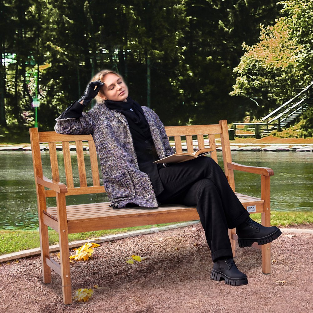 VEVOR Panchina da Esterno, Panca da Giardino in Legno da 127 cm Esterni, Panchina con Capacità di Carico 363 kg con Schienale Braccioli, Panca da Patio per Giardino, Parco, Cortile, Portico Anteriore