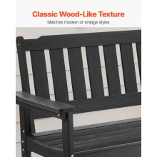 VEVOR Panca da Giardino, Panca da Esterno in Plastica Lunghezza 128 cm Capacità di Carico da 363 kg, Sedia per Esterno con Schienale Braccioli per Cortile, Parco, Giardino, Nero