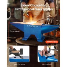 VEVOR 132.3lbs  Incudine Acciaio 60 kg  Incudine in Acciaio Blu Forgiatura Rivettatura Appiattimento Formatura del Metallo Lavorazione dei Metalli Trattamento