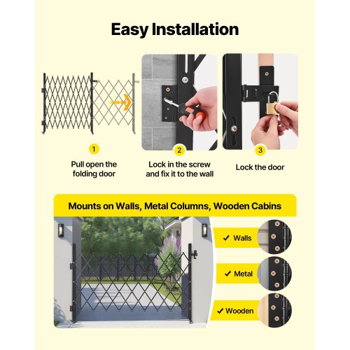 Cancello di Sicurezza Pieghevole Doppio 3300 x 1605 mm Cancello a Forbice Bloccabile in Acciaio per Esterni, con Ruote Girevoli a 360° per Sicurezza di Ingressi, Garage, Magazzini e Piscine | IT