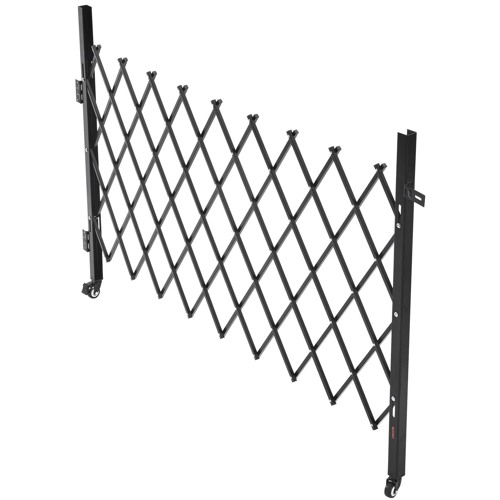 VEVOR Single Folding Security Gate, Lockable Scissor Gate with 360° Swivel Casters, Outdoor Barricade Steel Retractable Gates, for Entry Security, Garage, Warehouse & Pool, 1900 x 1310 mm (W x H)