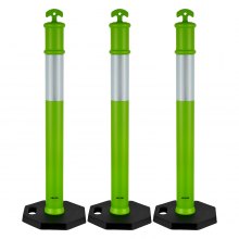 VEVOR Pali Delimitatori di Traffico, 3 Pezzi, Paletti di Sicurezza Stradale da 1140 mm con Base Appesantita e Strisce Riflettenti, Pali Delimitatori Resistenti per Cantieri Edili, Parcheggi, Verde