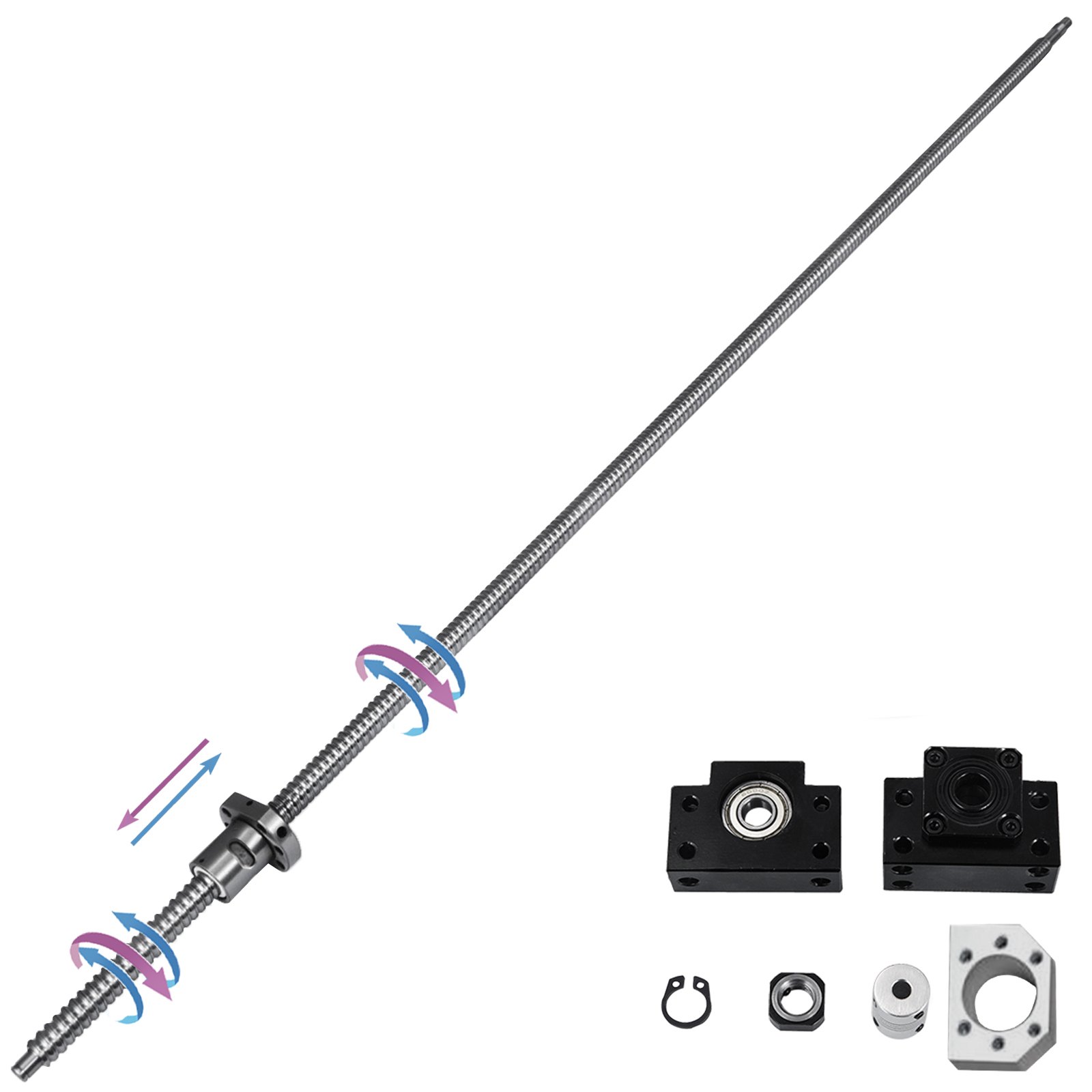 Ball Screw SFU1605-1200mm with BK/BF12 & 6.35*10mm Couplers Ballscrew for CNC