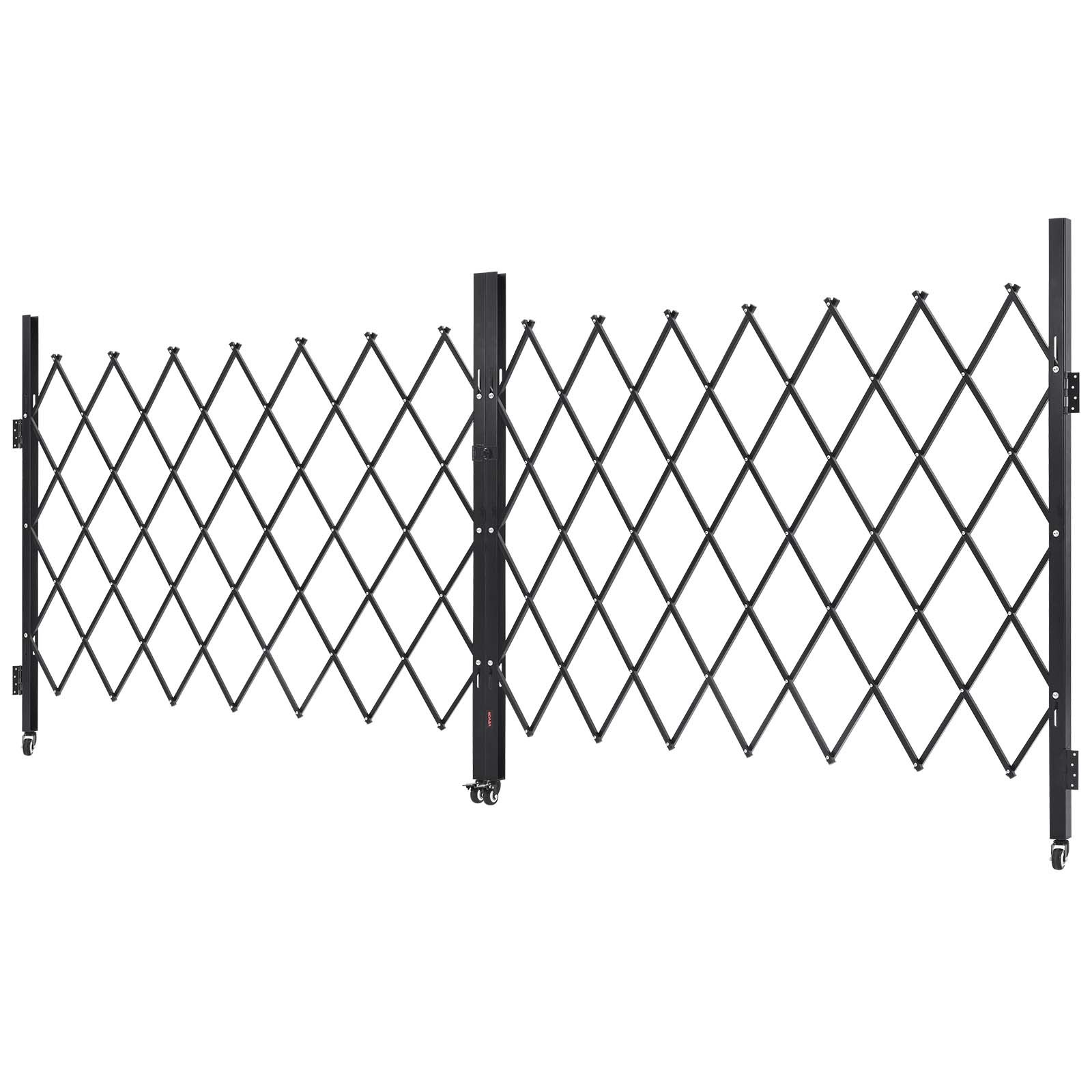 VEVOR Double Folding Security Gate, Lockable Scissor Gate with 360° Swivel Casters, Outdoor Barricade Steel Retractable Gates, for Entry Security, Garage, Warehouse & Pool, 3300 x 1605 mm (W x H)
