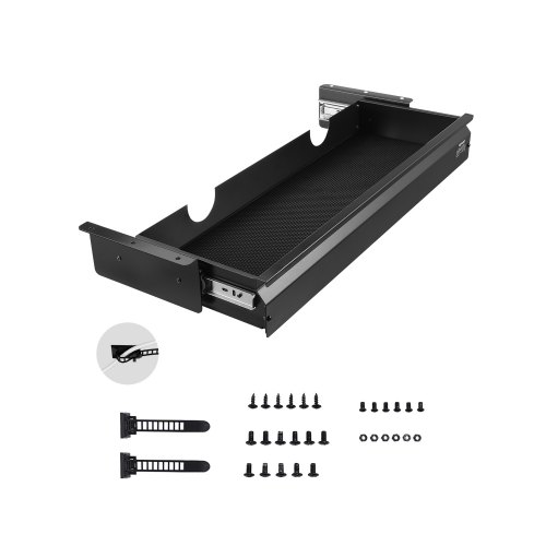 VEVOR Cassetto Estraibile Sotto Scrivania 740 x 235 x 107 mm Organizzatore Nascosto per Riporre Oggetti sulla Scrivania, Cassetto Portapenne Sotto Tavolo per Postazioni di Lavoro da Ufficio, Nero