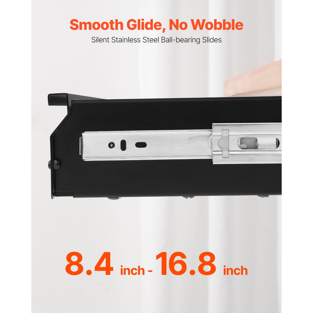 VEVOR Cassetto Estraibile Sotto Scrivania 740 x 235 x 107 mm Organizzatore Nascosto per Riporre Oggetti sulla Scrivania, Cassetto Portapenne Sotto Tavolo per Postazioni di Lavoro da Ufficio, Nero