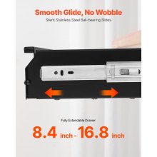 VEVOR Cassetto Estraibile Sotto Scrivania 740 x 235 x 107 mm Organizzatore Nascosto per Riporre Oggetti sulla Scrivania, Cassetto Portapenne Sotto Tavolo per Postazioni di Lavoro da Ufficio, Nero