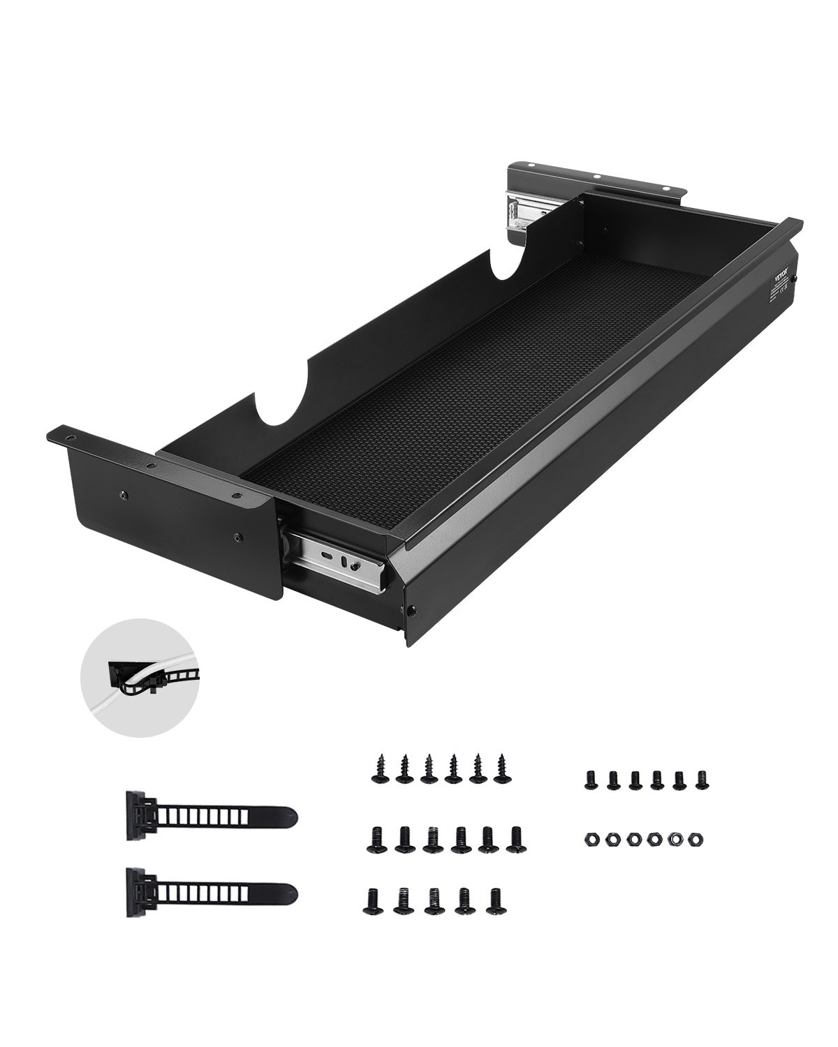 VEVOR Cassetto Estraibile Sotto Scrivania 740 x 235 x 107 mm Organizzatore Nascosto per Riporre Oggetti sulla Scrivania, Cassetto Portapenne Sotto Tavolo per Postazioni di Lavoro da Ufficio, Nero