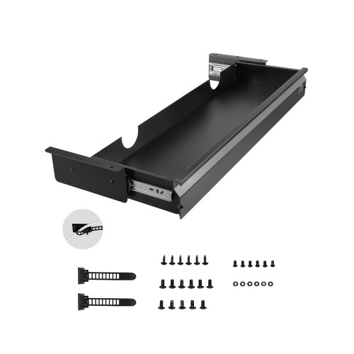VEVOR Cassetto Estraibile Sotto Scrivania 840 x 240 x 107 mm Organizzatore Nascosto per Riporre Oggetti sulla Scrivania, Cassetto Portapenne Sotto Tavolo per Postazioni di Lavoro da Ufficio, Nero