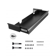 VEVOR Cassetto Estraibile Sotto Scrivania 840 x 240 x 107 mm Organizzatore Nascosto per Riporre Oggetti sulla Scrivania, Cassetto Portapenne Sotto Tavolo per Postazioni di Lavoro da Ufficio, Nero