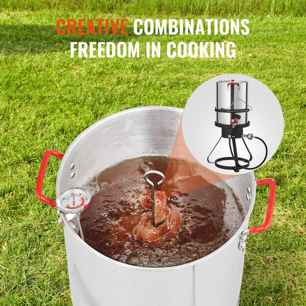 VEVOR Friggitrice per Tacchino, Set di Pentole a Vapore con Caldaia per Friggitrice da 30 Qt, Caldaia a Gas Propano Bruciatore da 54.000 BTU, Include Cestello, Rastrelliera, Termometro