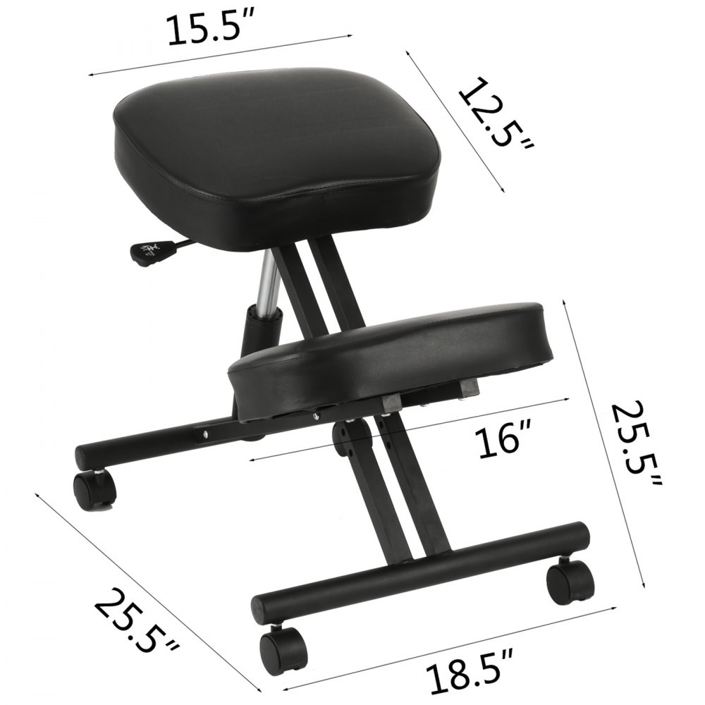 VEVOR Ergonomic Stool, PVC Adjustable Stool with Wheels, 120 kg Capacity, Ergonomic Chair, Knee Height 53-71 cm, Steel Frame for Pain Relief and Position Correction, Office/Home