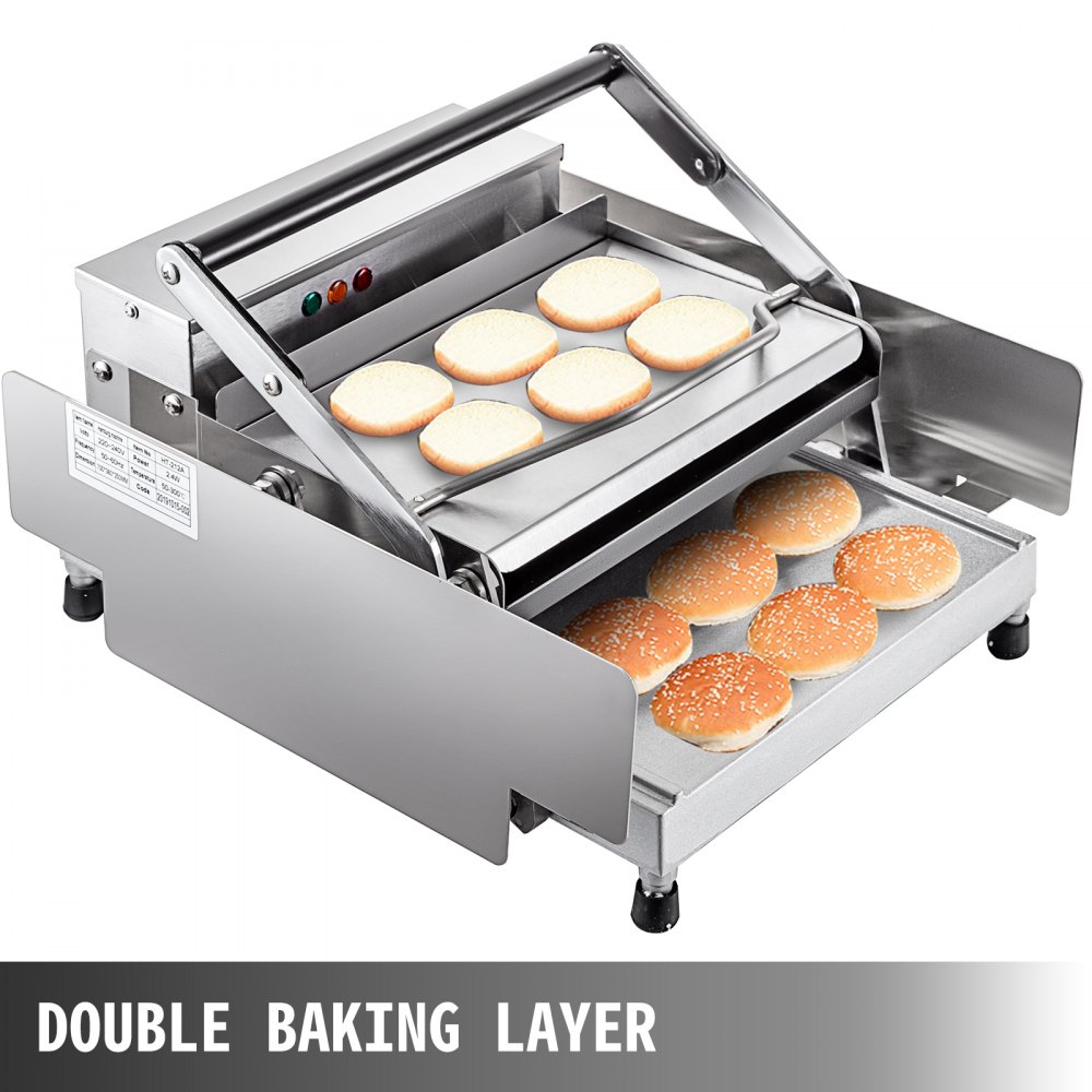 Tostapane Macchina Per Hamburger Piastre Doppio 2200w Commerciale 6 Hamburger