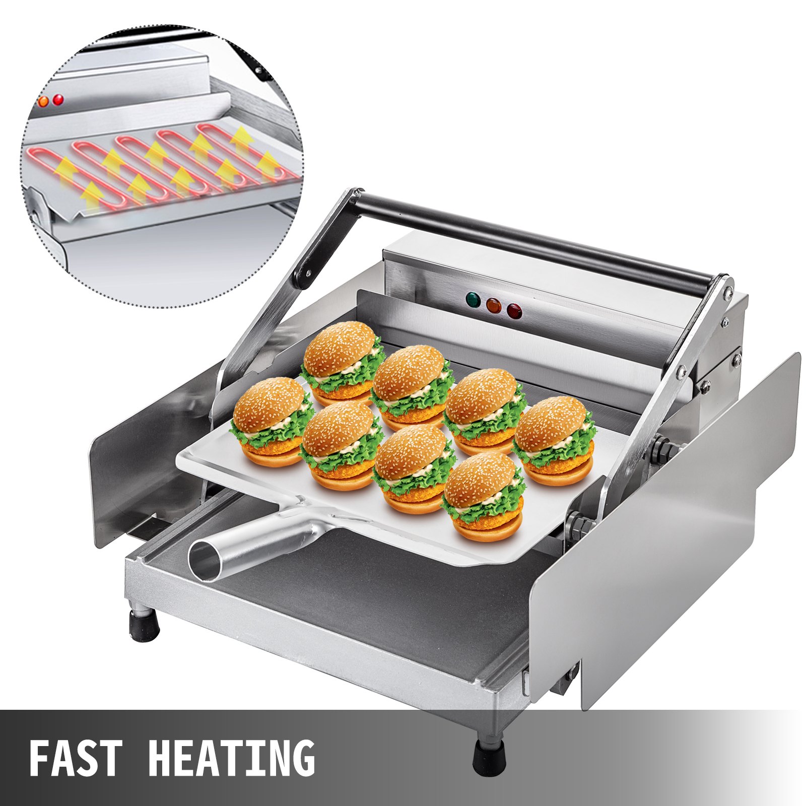 Tostapane Macchina Per Hamburger Piastre Doppio 2200w Commerciale 6 Hamburger
