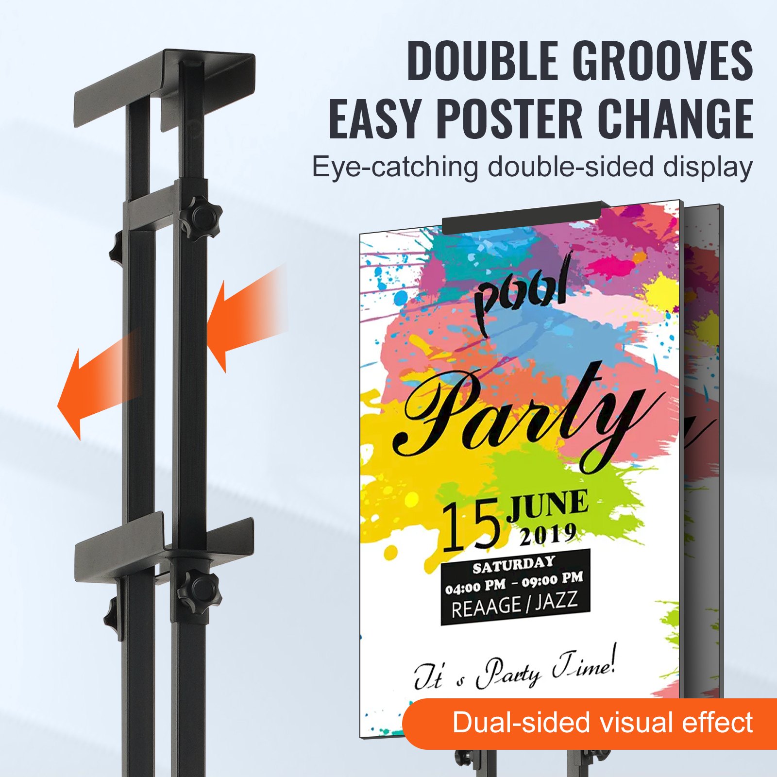 VEVOR Poster Stand, Height Adjustable up to 75 Inches, Double-Sided, Heavy-Duty Pedestal Sign Holder, Floor-Standing Sign Holder, Banner Stand with Shock-Absorbing Base for Presentation, for Chalkboards