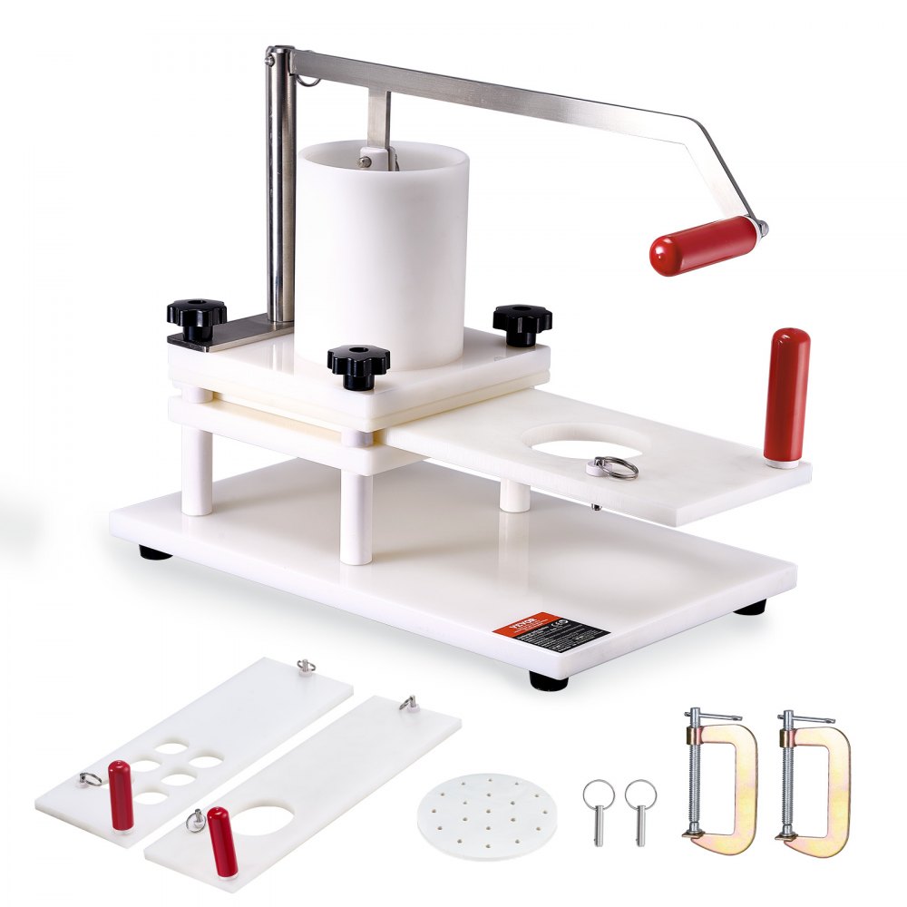VEVOR Macchina Manuale Hamburger Commerciale, Macchina per Hamburger con 3 Stampi Convertibili (2/4/5 pollici), Pressa per Hamburger Manico Materiale Alimentare Formatura Carne Capacità max. 1,5 kg