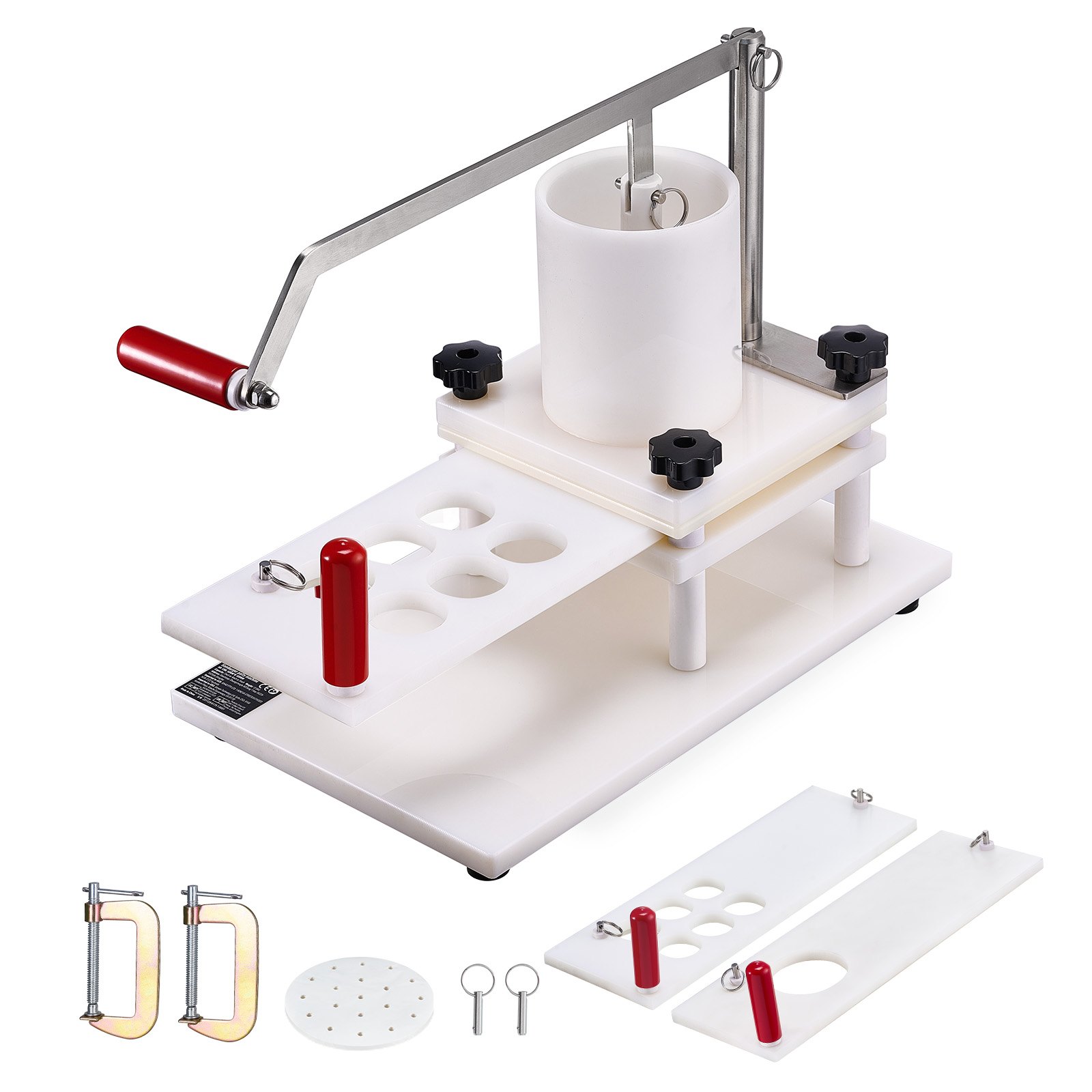VEVOR Macchina Manuale Hamburger Commerciale, Macchina per Hamburger con 3 Stampi Convertibili (2/4/5 pollici), Pressa per Hamburger Manico Materiale Alimentare Formatura Carne Capacità max. 1,5 kg
