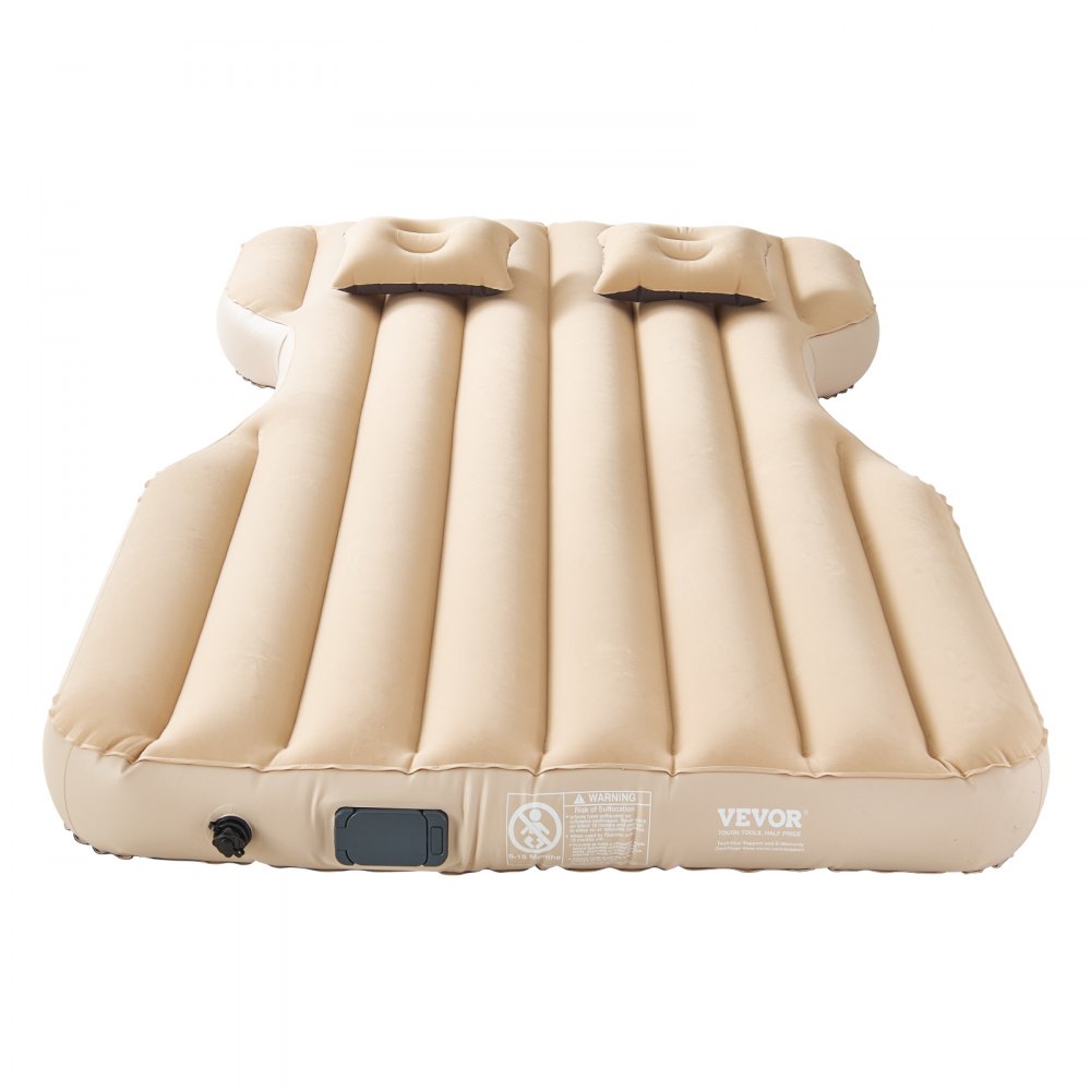 VEVOR Materasso Resistente ad Aria per Auto, Materasso Gonfiabile da Campeggio Floccato e Ispessito, Confortevole Letto da Dormire Portatile da Viaggio con Pompa dell'Aria, 2 Cuscini, Beige