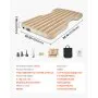 VEVOR Materasso Resistente ad Aria per Auto, Materasso Gonfiabile da Campeggio Floccato e Ispessito, Confortevole Letto da Dormire Portatile da Viaggio con Pompa dell'Aria, 2 Cuscini, Beige
