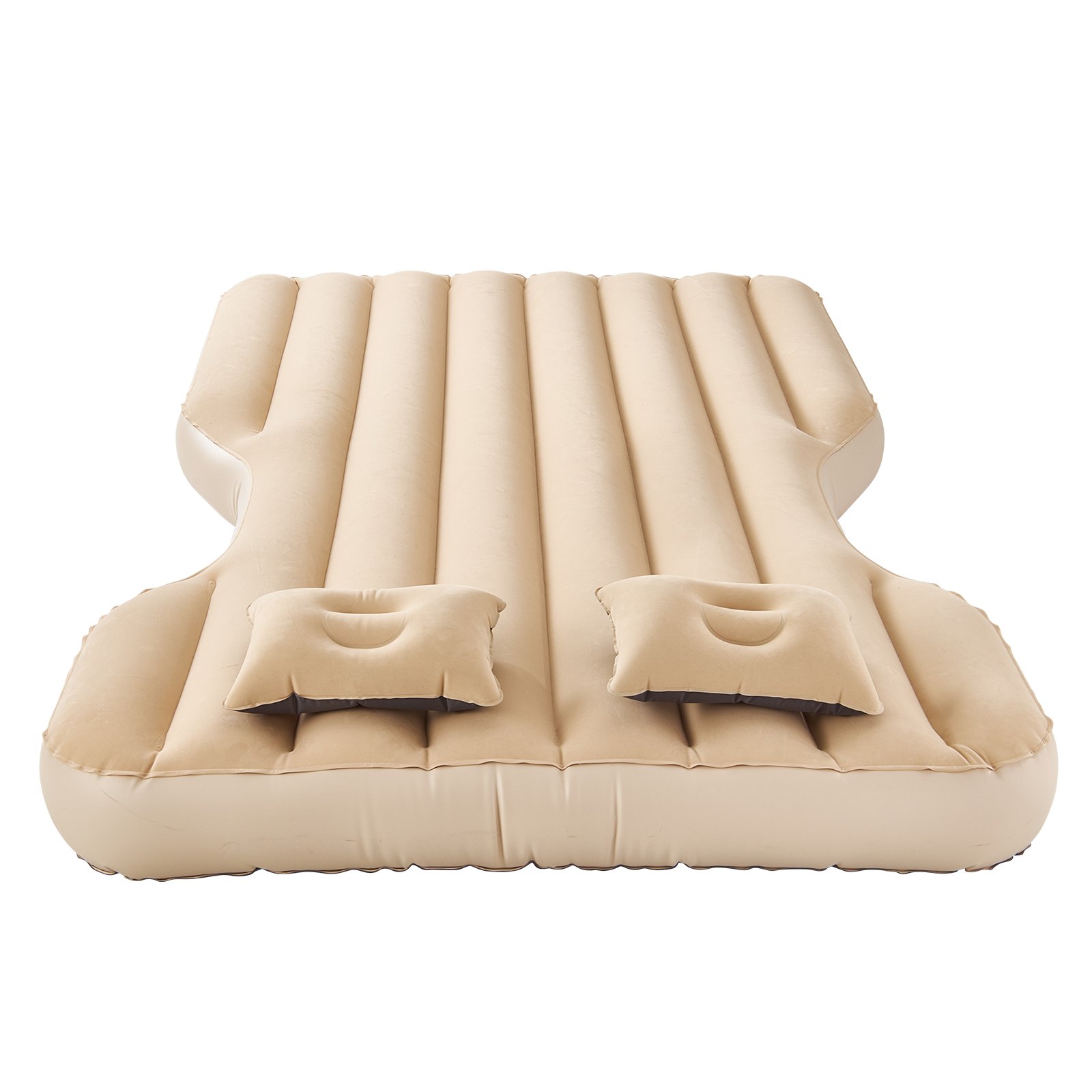 VEVOR Materasso Resistente ad Aria per Auto, Materasso Gonfiabile da Campeggio Floccato e Ispessito, Confortevole Letto da Dormire Portatile da Viaggio con Pompa dell'Aria, 2 Cuscini, Beige
