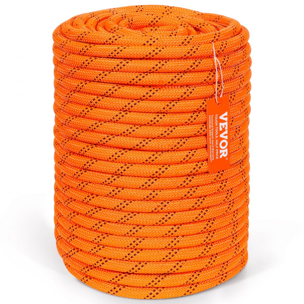 VEVOR Double Braided Polyester Rope, 1.27 cm x 67.7 m, 48 Strands, 3600 kg Breaking Strength, Outdoor Climbing Rope, Tree Care Rope for Rock Hiking, Camping, Swinging, Rappelling, Rescue
