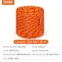 VEVOR Corda in Poliestere Doppia Intrecciata 19 mm x 67.06 m Corda per Arrampicata all'Aperto 24 Trefoli 88.96 kN di Resistenza alla Rottura, Escursionismo, Campeggio, Salvataggio, Arancione/Nero