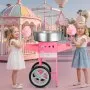 VEVOR Electric Cotton Candy Machine, Commercial Cotton Candy Equipment with Cart (1000 W) with 52 cm Stainless Steel Bowl, Sugar Scoop & Drawer, Perfect for Children's Birthdays and Family Parties, Pink