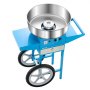 VEVOR Electric Cotton Candy Machine, Commercial Cotton Candy Equipment with Cart (1000 W) with 52 cm Stainless Steel Bowl, Sugar Scoop & Drawer, Perfect for Children's Birthdays and Family Parties, Blue