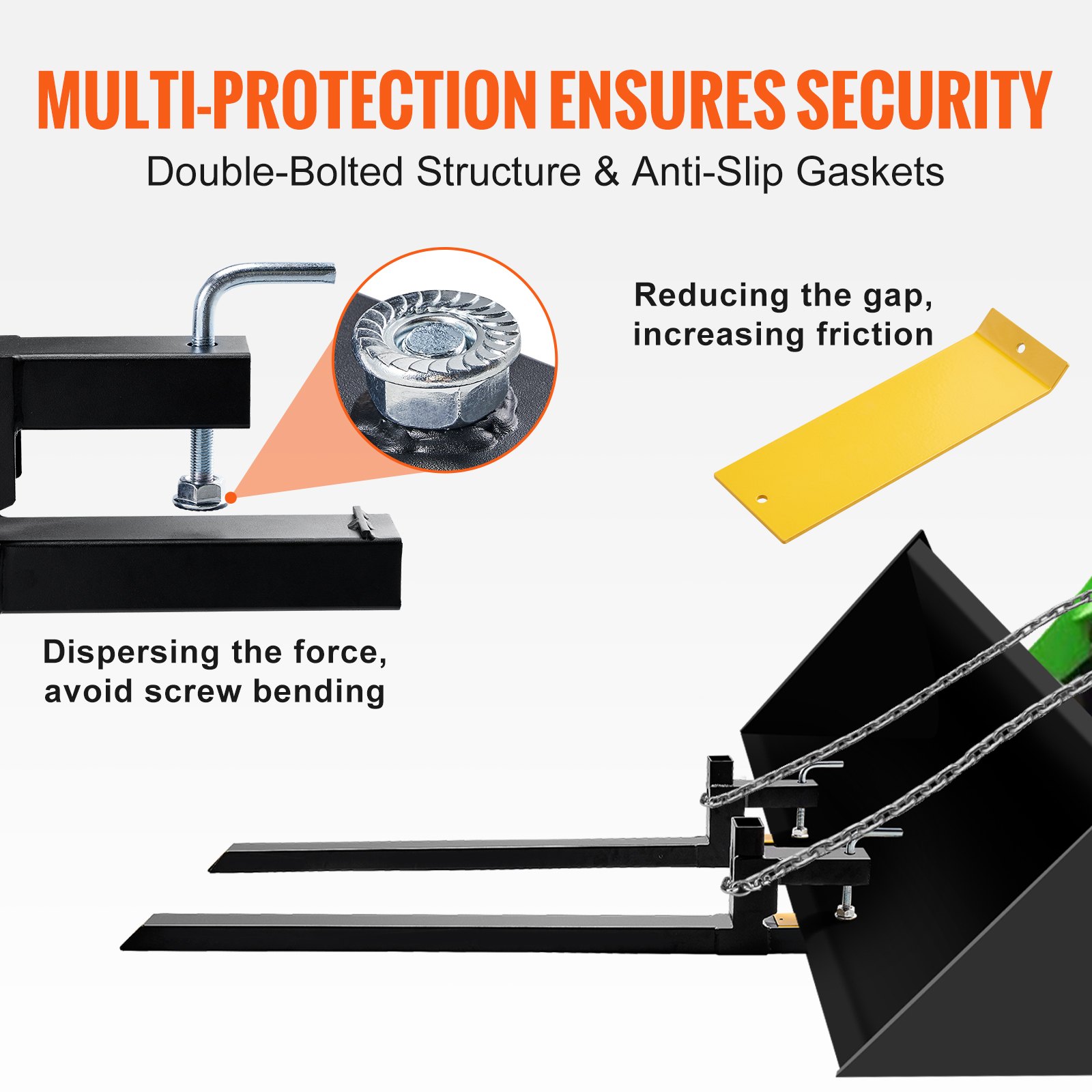 VEVOR pallet forks 1490x70x230mm, fork carriage 907kg load capacity, fork length 149cm with 109.2cm fork blade, forklift, forklift tines, front loader, pallet frame