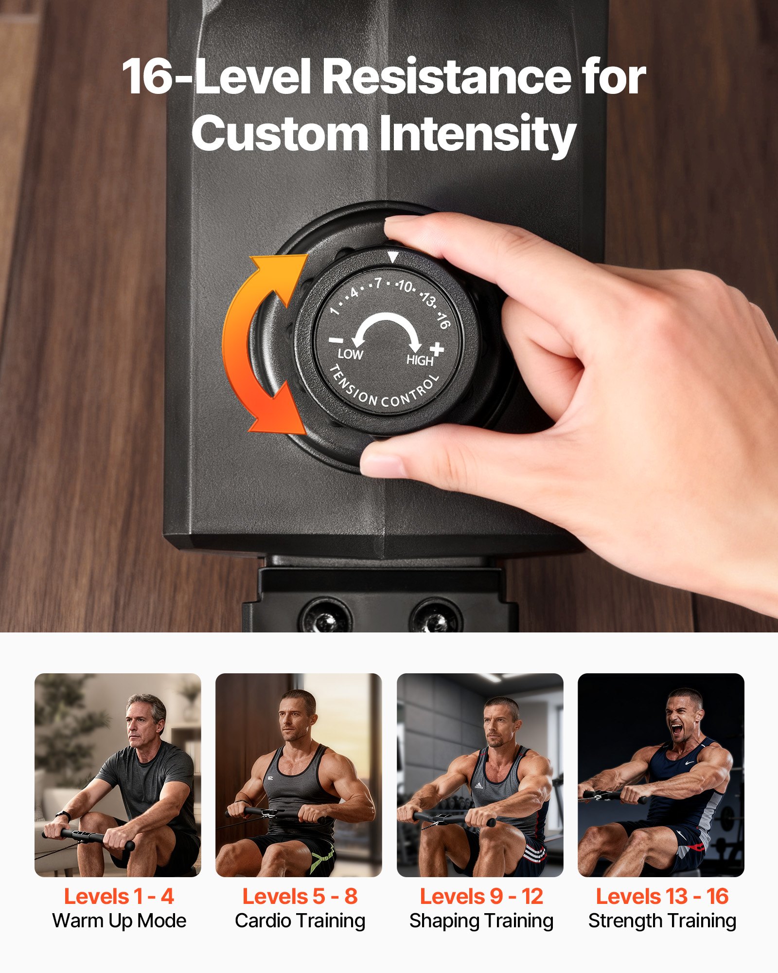 VEVOR Vogatore Magnetico, Resistenza Silenziosa Regolabile a 16 Livelli, Vogatore Pieghevole per la Casa, Capacità 158 kg, Vogatori Allenamento Aerobico con APP Bluetooth e Monitor LCD